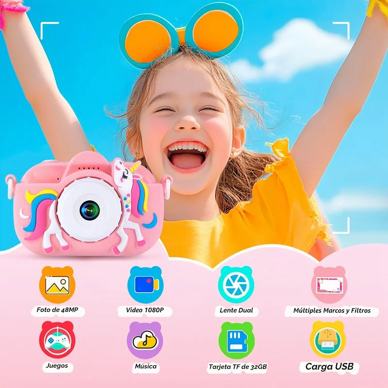 Cámara digital infantil 1080P con funda protectora suave - Foto 2