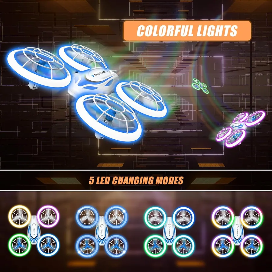 Dron con luces LED y hélices protegidas - Foto 3
