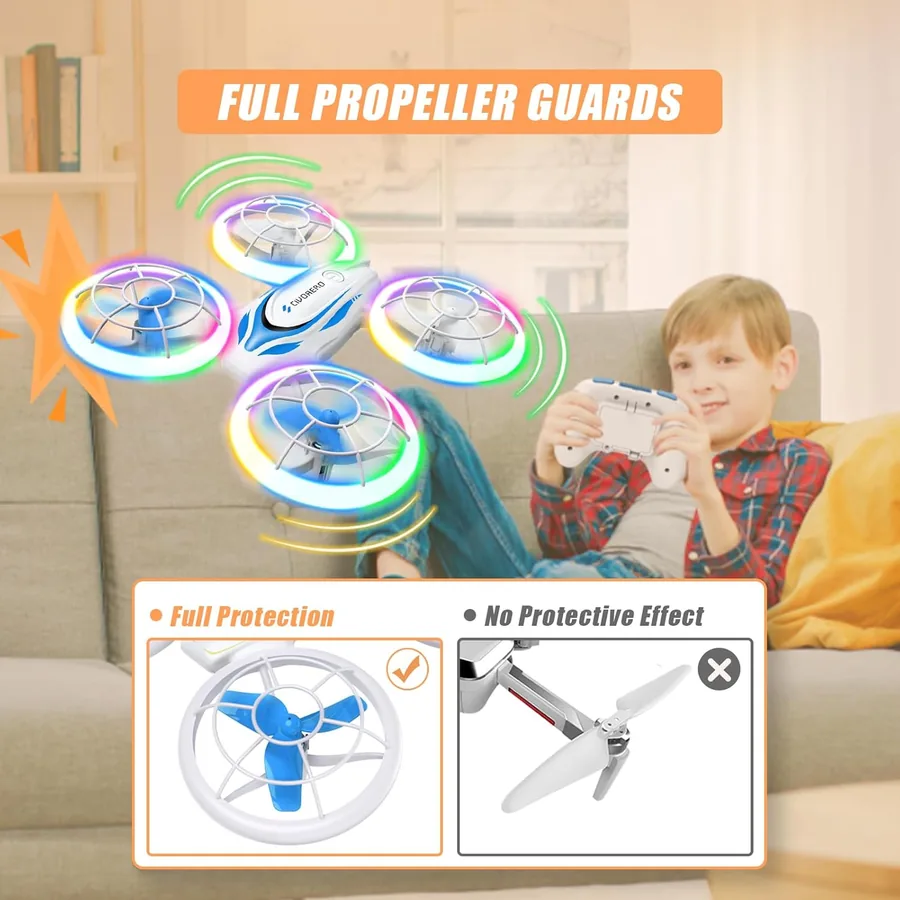 Dron con luces LED y hélices protegidas - Foto 4