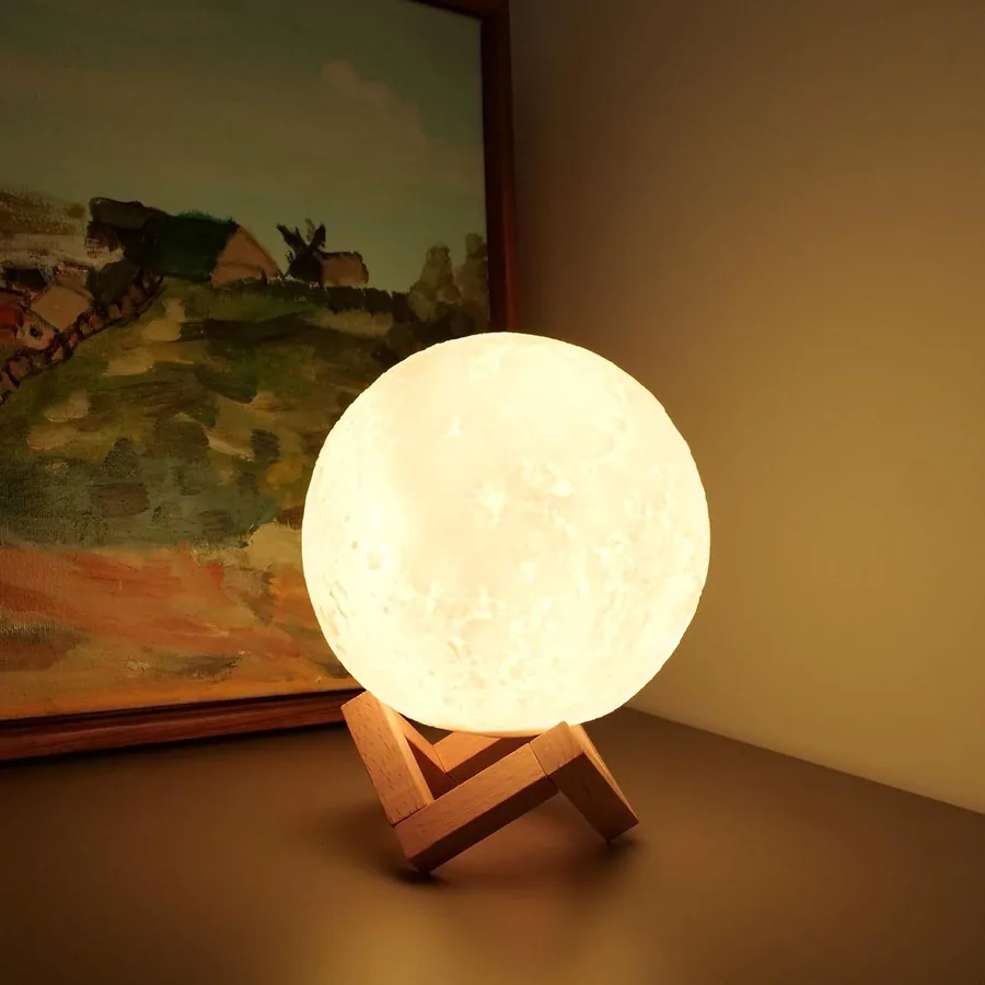 Lámpara de luna Galaxia con soporte de madera - Foto 5