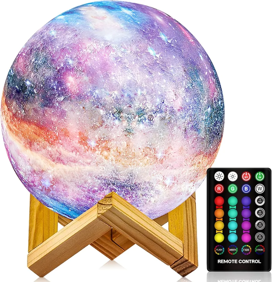 Lámpara de luna Galaxia con soporte de madera - Foto 6