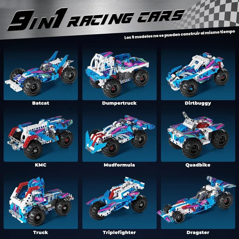 Set de construcción de autos de carrera STEM 9 en 1 - Foto 2
