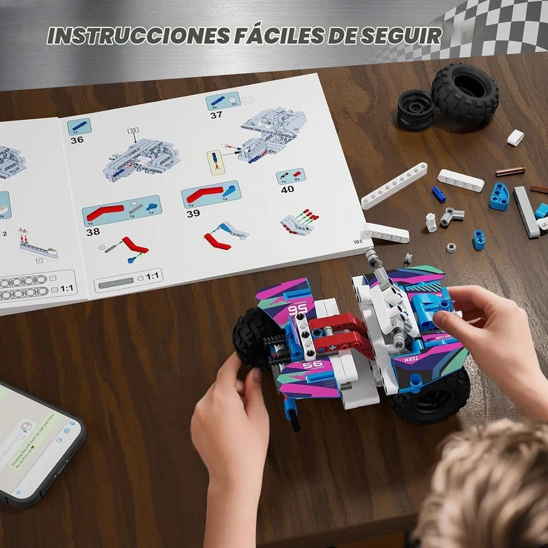 Set de construcción de autos de carrera STEM 9 en 1 - Foto 6