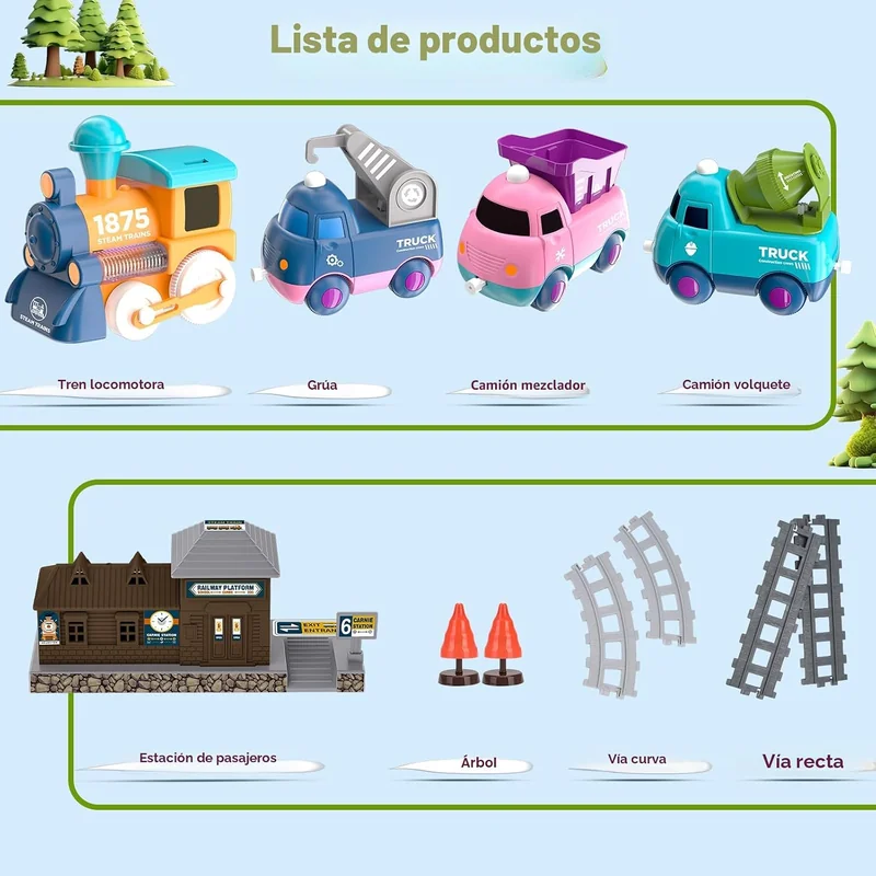 Juego de tren eléctrico infantil con luces, música y pistas - Foto 4