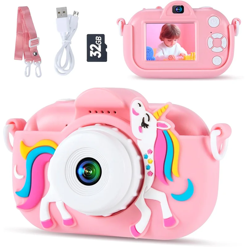 Cámara digital infantil 1080P con funda protectora suave
